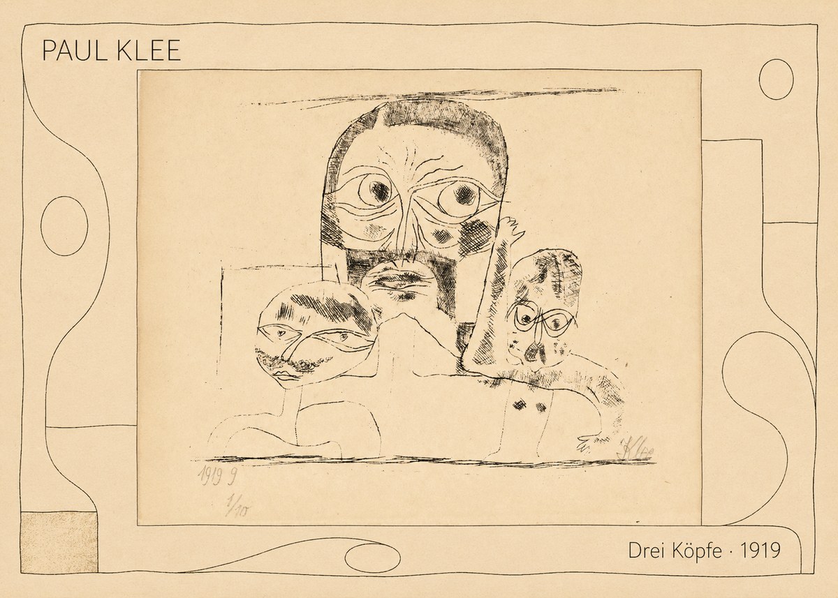 Paul Klee Drei Köpfe No5 - Affiche