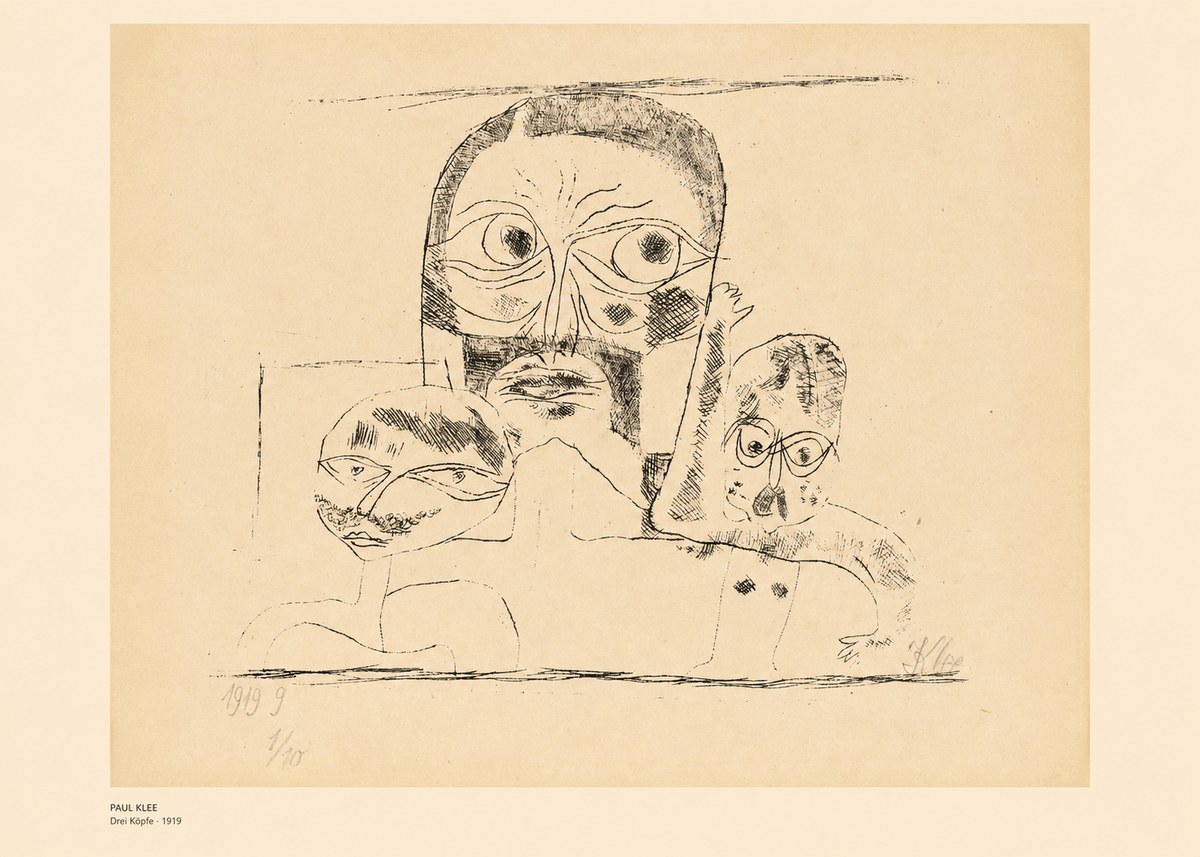 Paul Klee Drei Köpfe No6 - Affiche