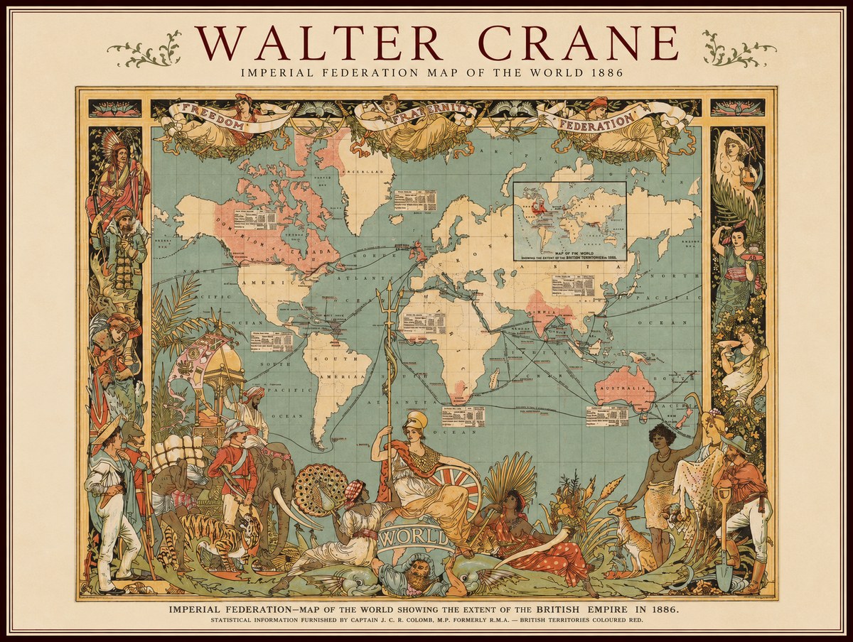 Walter Crane Imperial Federation Map of the World 1886 No1 - Affiche