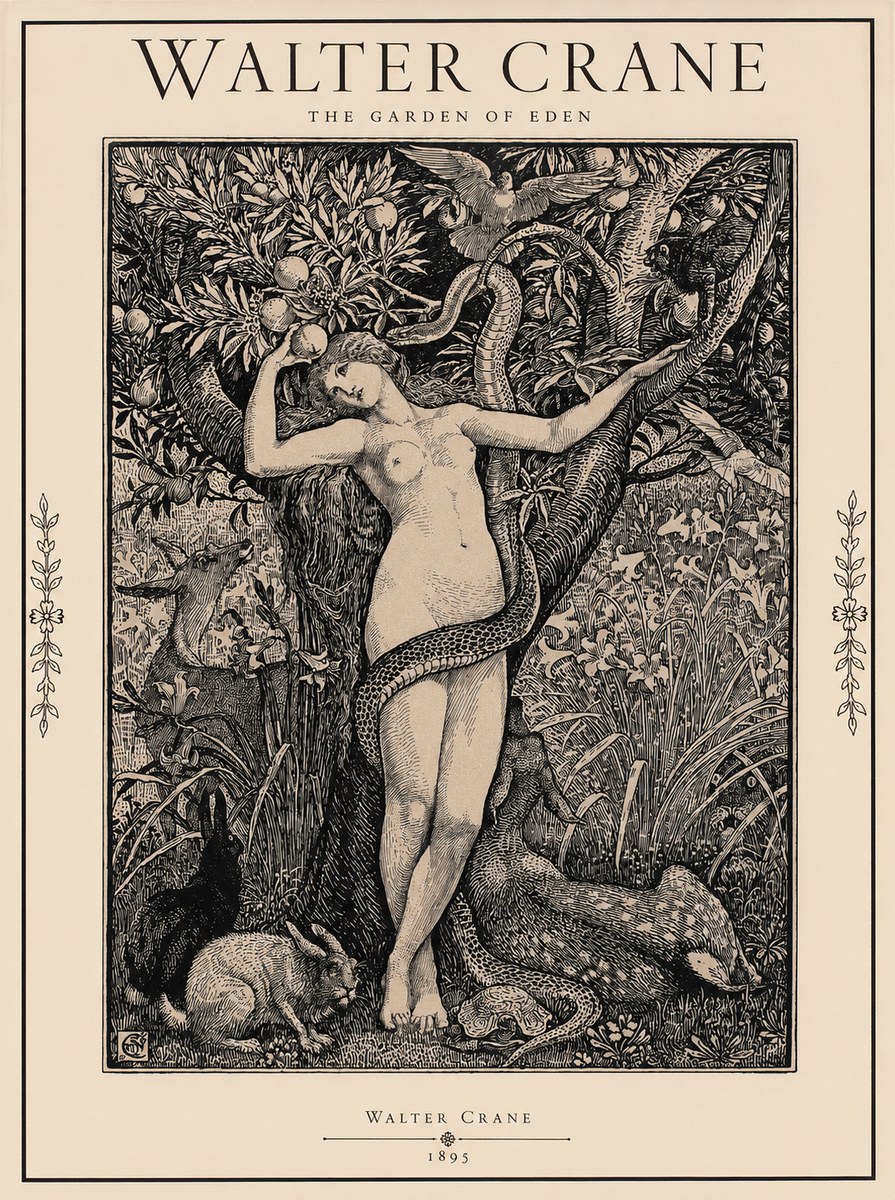 Walter Crane The Garden of Eden No1 - Affiche