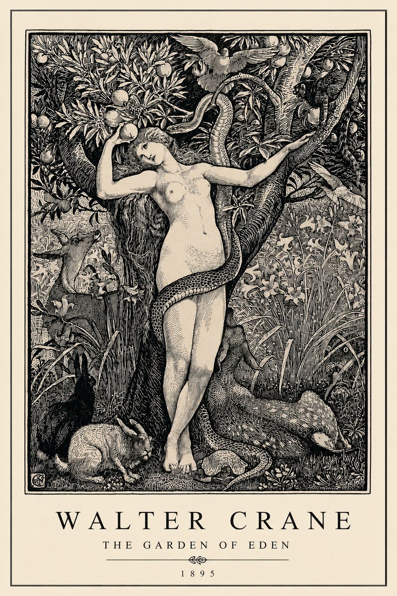 Walter Crane The Garden of Eden No3 - Affiche