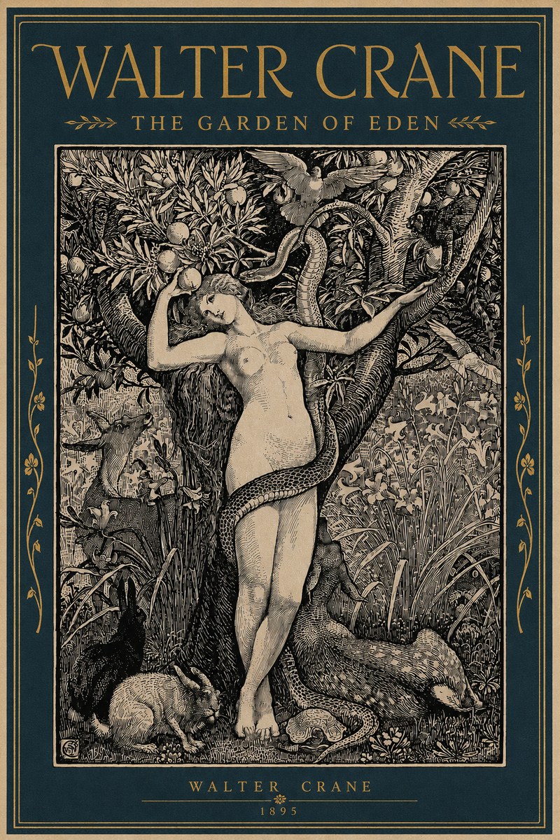 Walter Crane The Garden of Eden No4 - Affiche