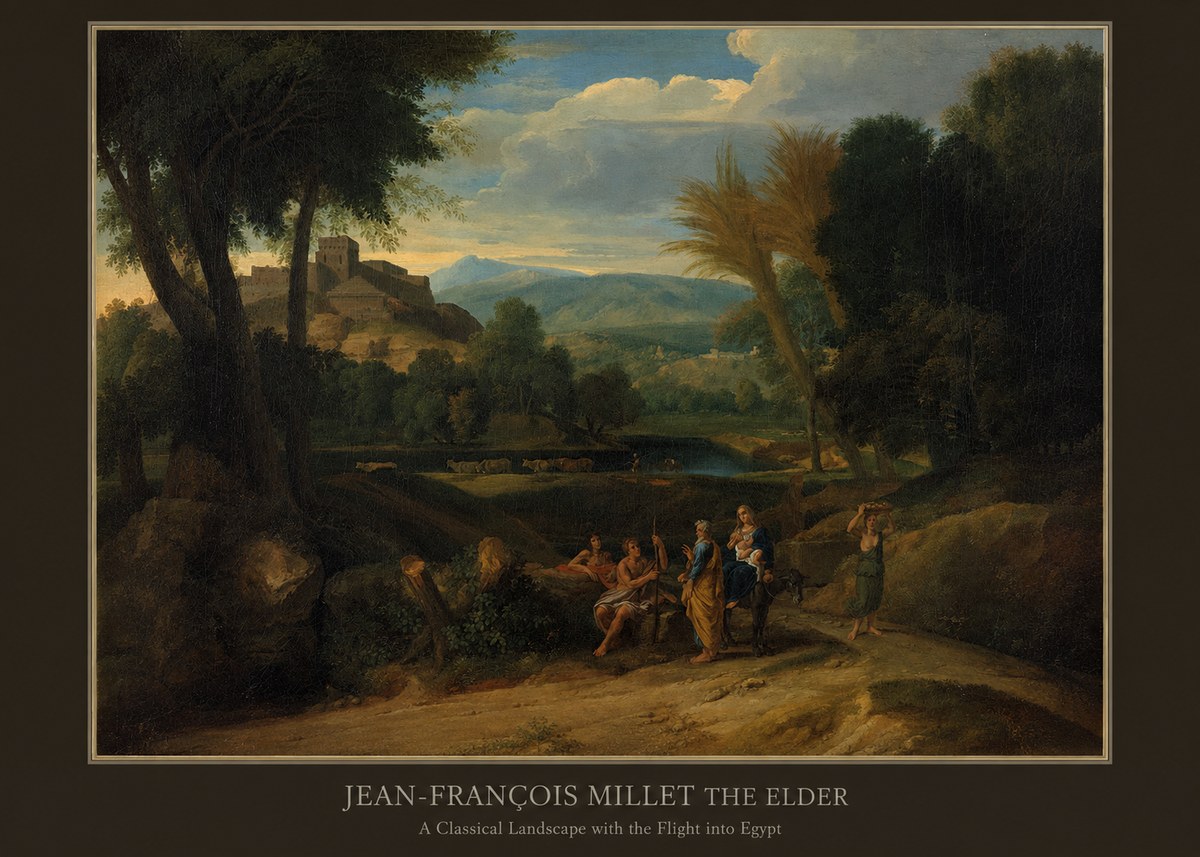 Jean-François Millet A Classical Landscape with the Flight into Egypt No5 - Affiche
