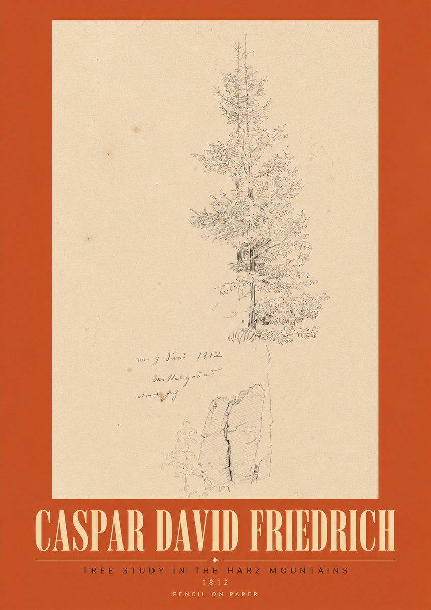 Caspar David Friedrich Tree Study in the Harz Mountains No3 - Affiche