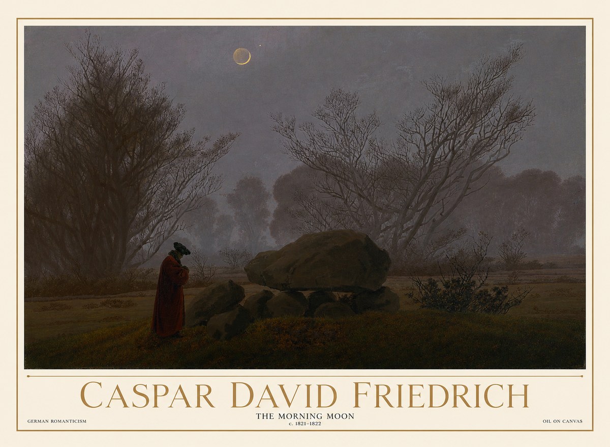 Caspar David Friedrich The Morning Moon No1 - Affiche