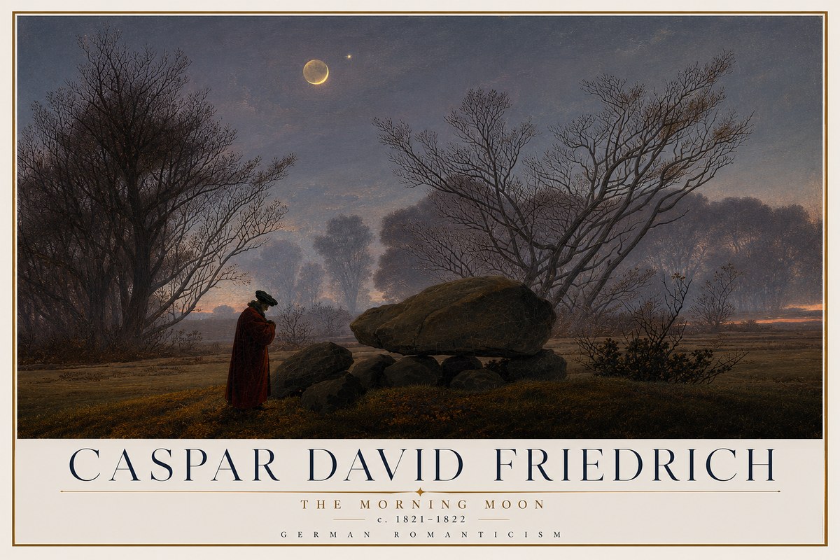 Caspar David Friedrich The Morning Moon No2 - Affiche