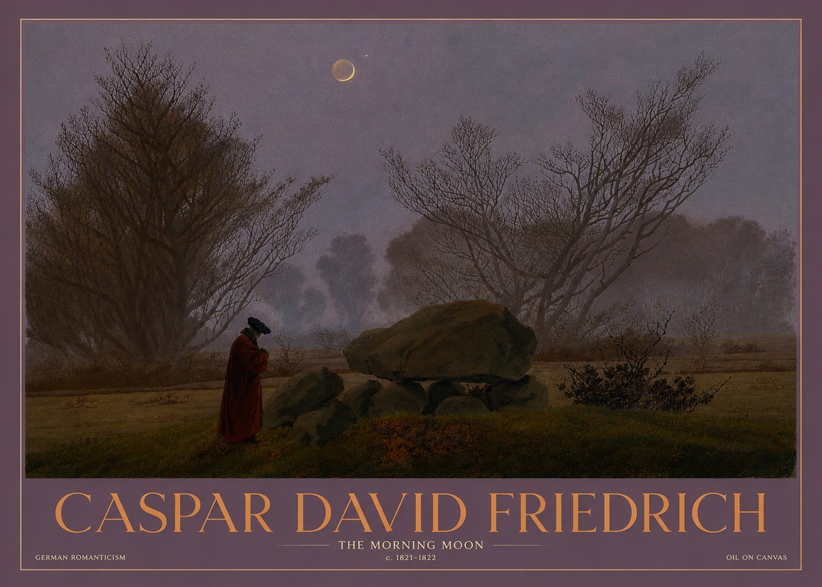 Caspar David Friedrich The Morning Moon No3 - Affiche