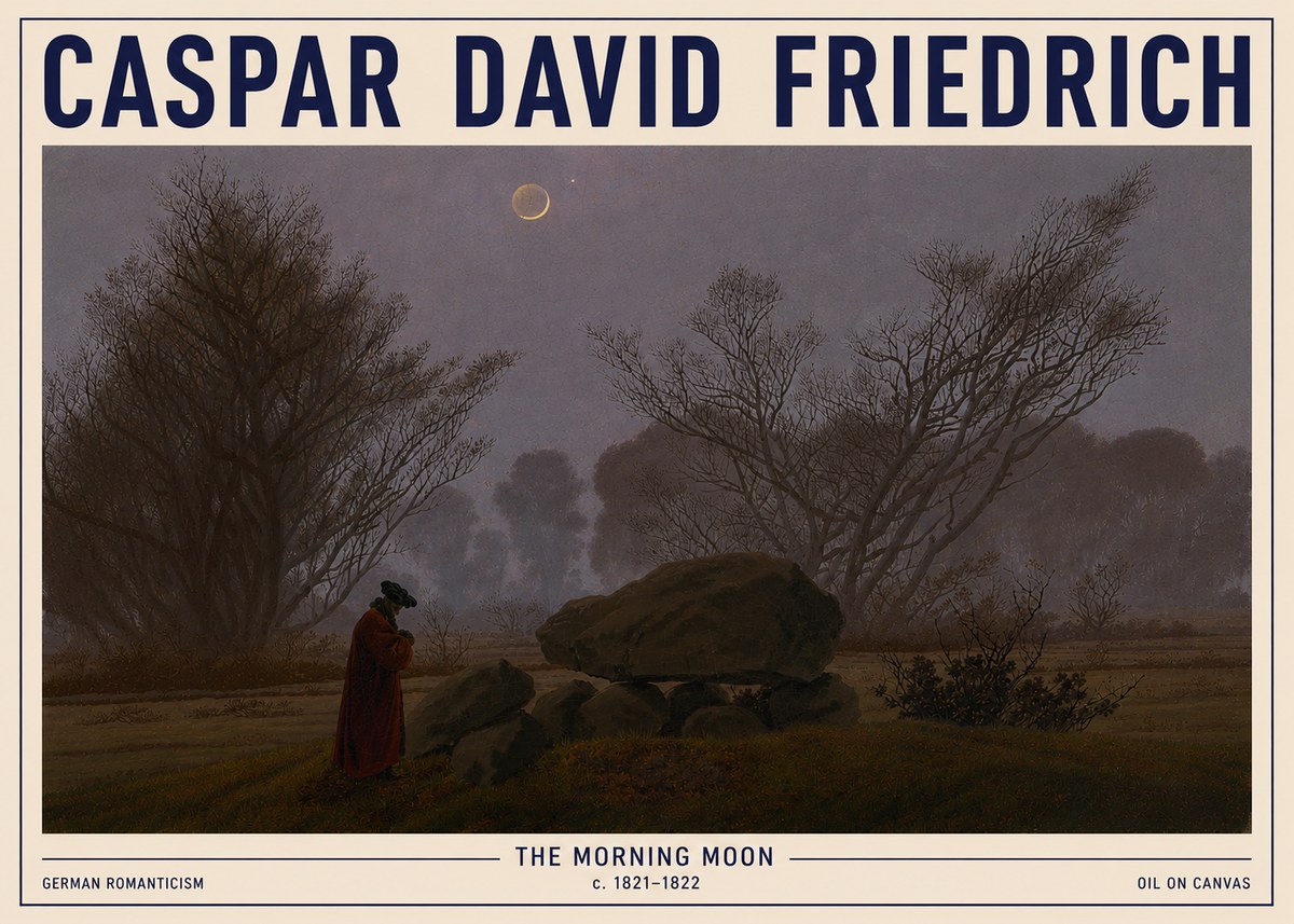 Caspar David Friedrich The Morning Moon No5 - Affiche