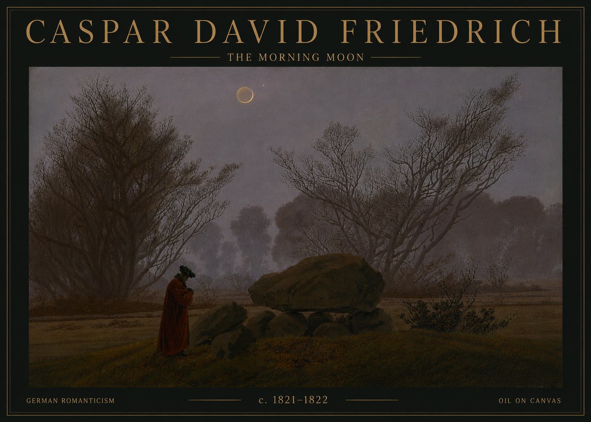 Caspar David Friedrich The Morning Moon No6 - Affiche
