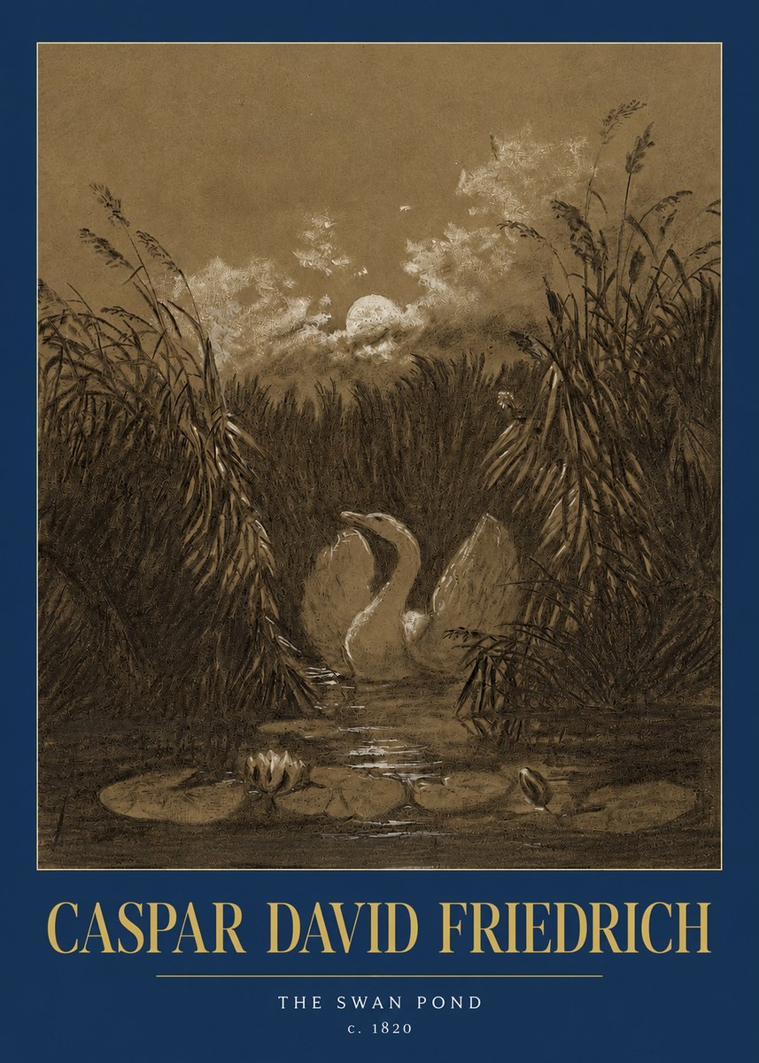 Caspar David Friedrich The Swan Pond No2 - Affiche