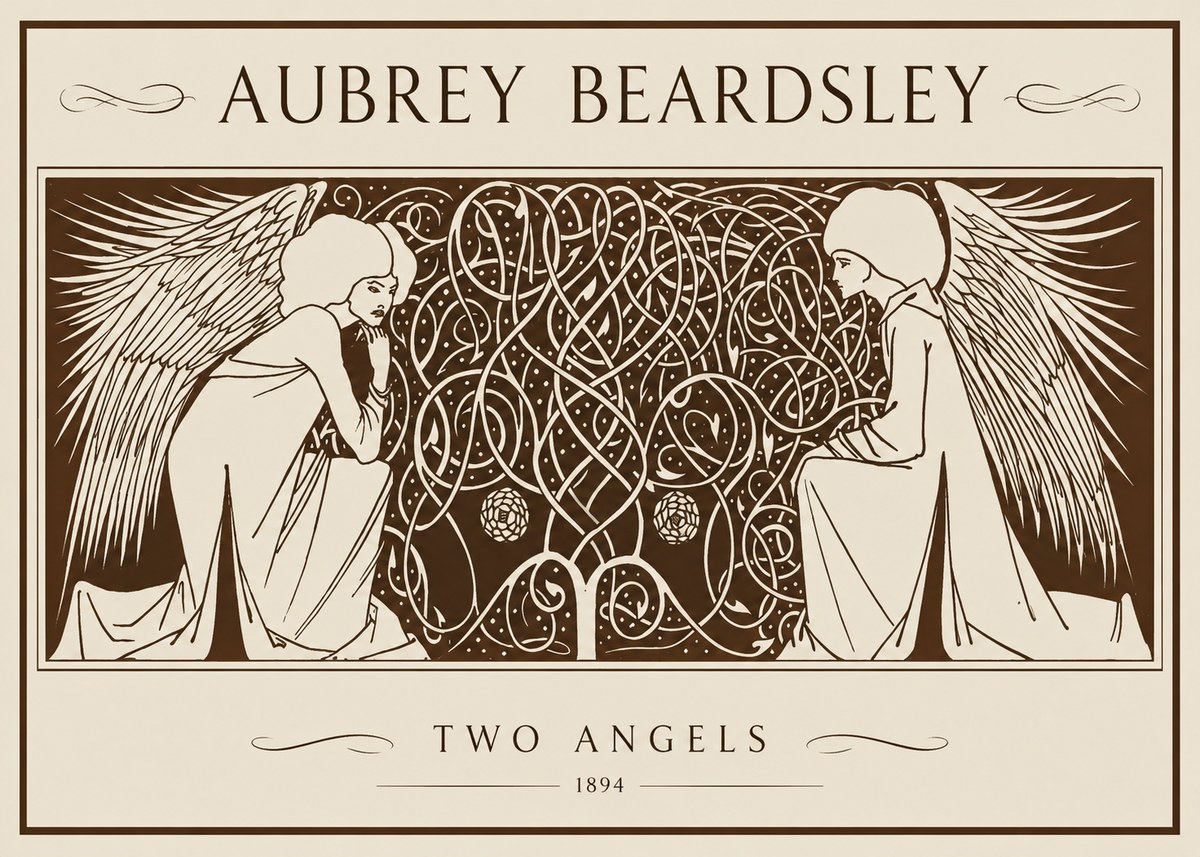 Aubrey Beardsley Two Angels No1 - Affiche