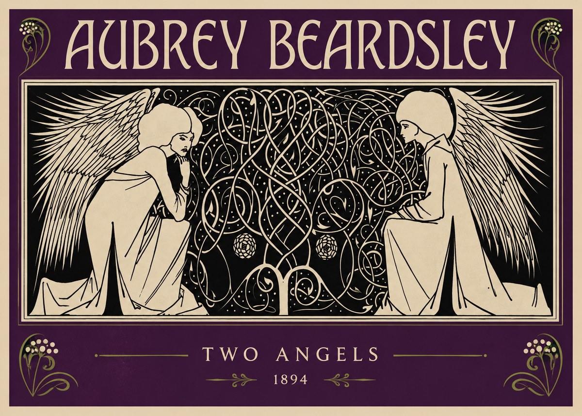Aubrey Beardsley Two Angels No2 - Affiche