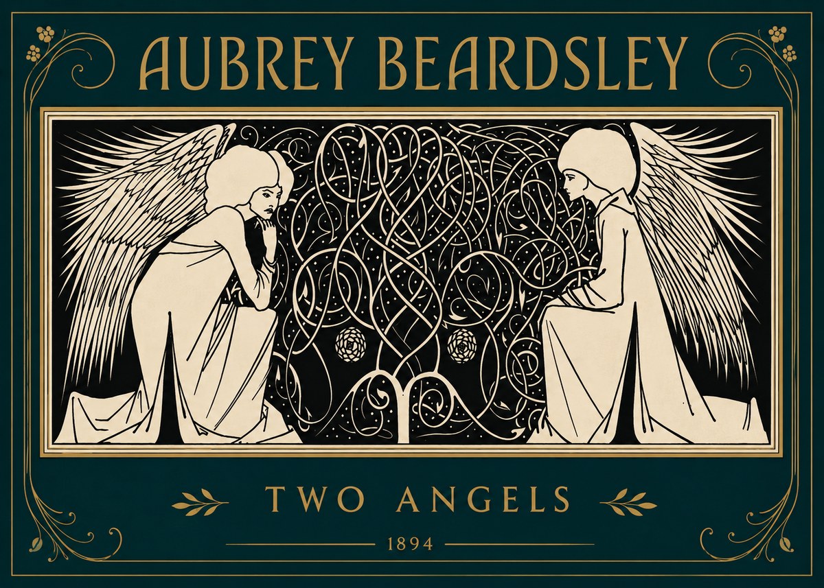 Aubrey Beardsley Two Angels No4 - Affiche
