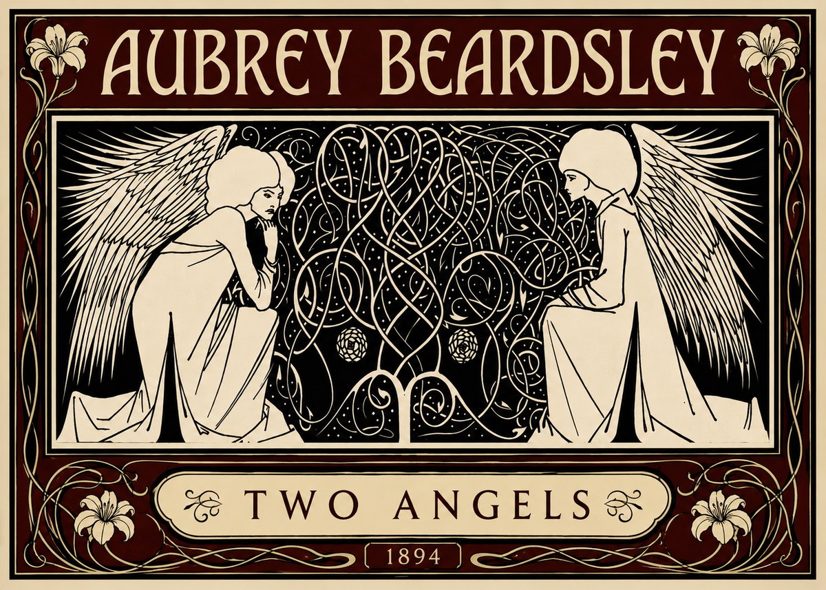 Aubrey Beardsley Two Angels No5 - Affiche