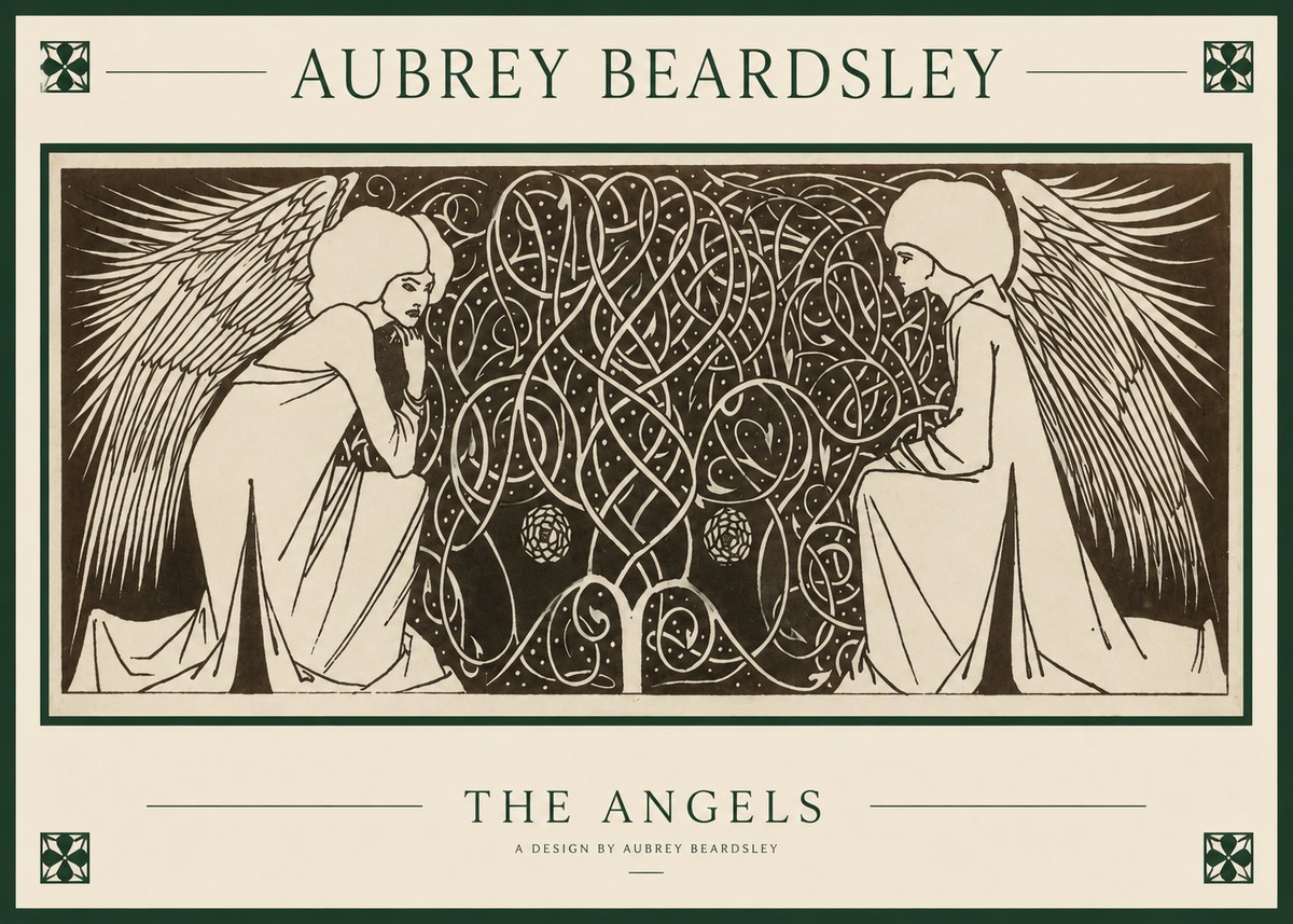 Aubrey Beardsley Two Angels No6 - Affiche