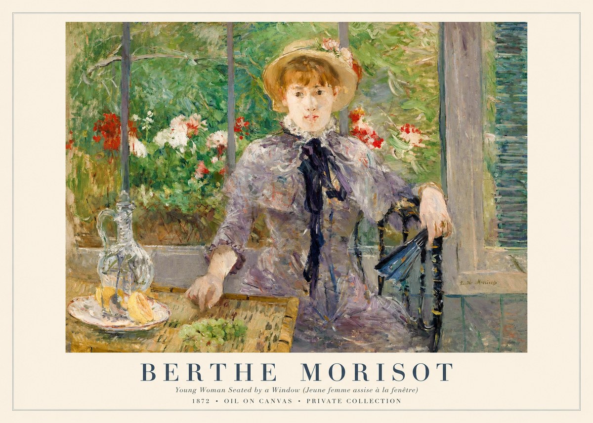 Berthe Morisot Young Woman Seated by a Window (Jeune Femme Assise À La Fenêtre) No1 - Affiche