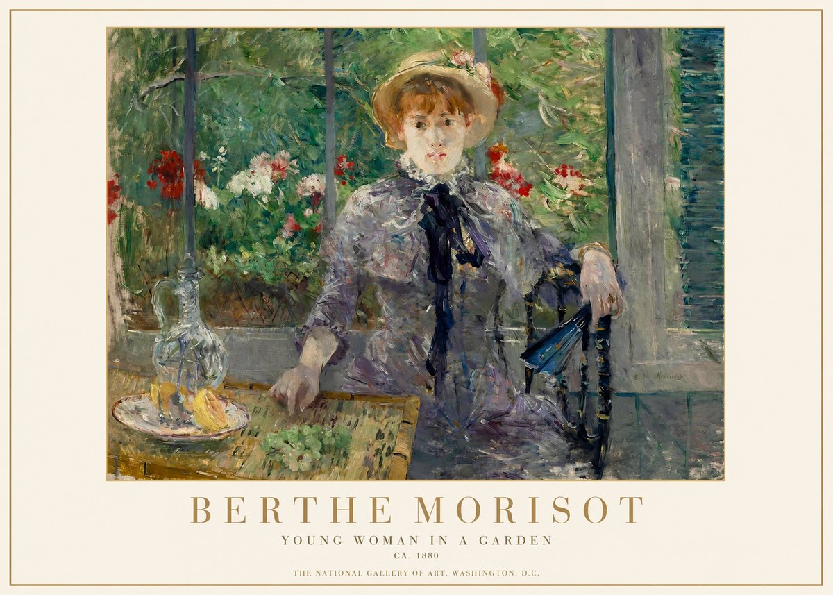 Berthe Morisot Young Woman Seated by a Window (Jeune Femme Assise À La Fenêtre) No2 - Affiche