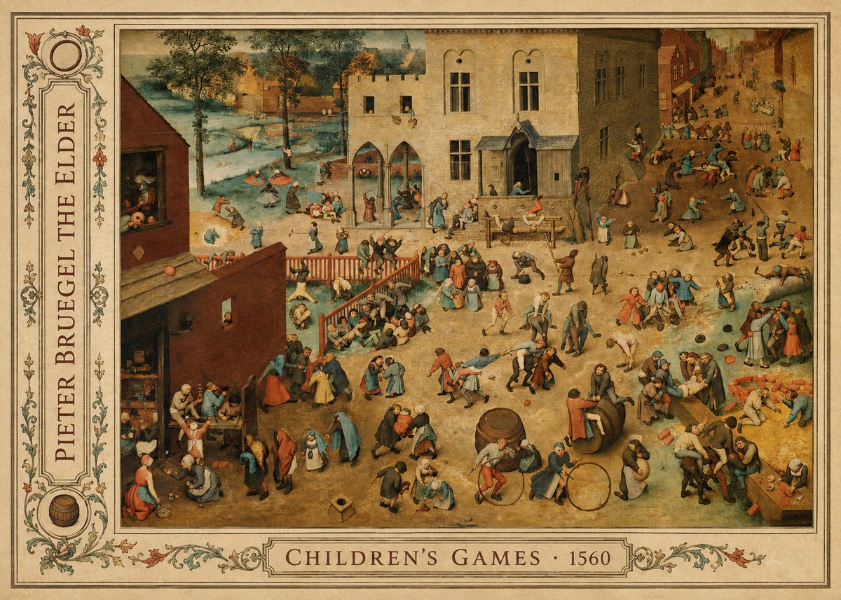 Pieter Bruegel Children's Games I No3 - Affiche