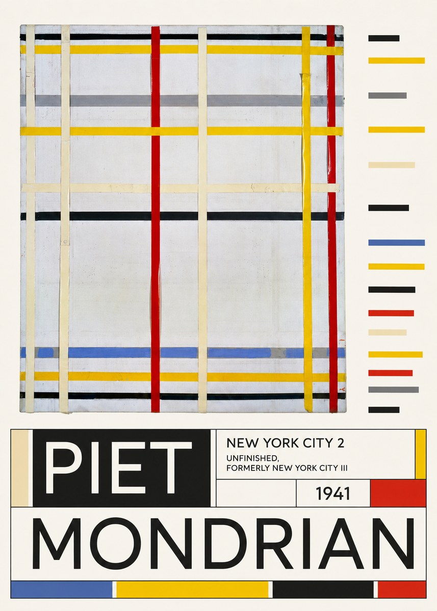 Piet Mondrian New York City 2 No6 - Affiche
