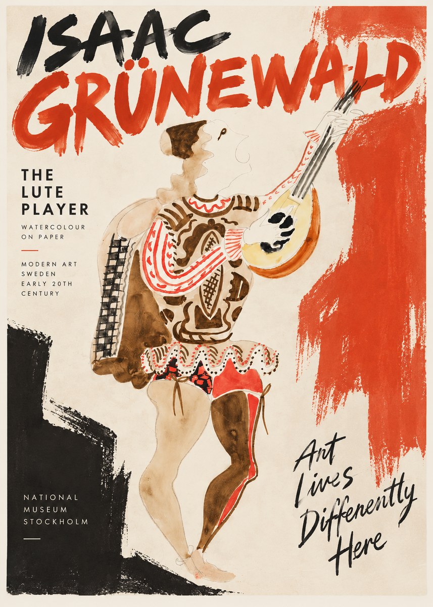 Isaac Grünewald The Lute Player No2 - Affiche