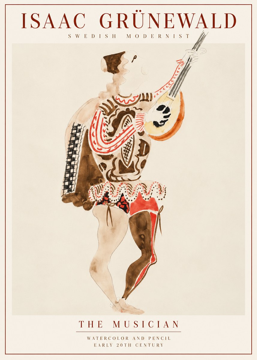 Isaac Grünewald The Lute Player No3 - Affiche