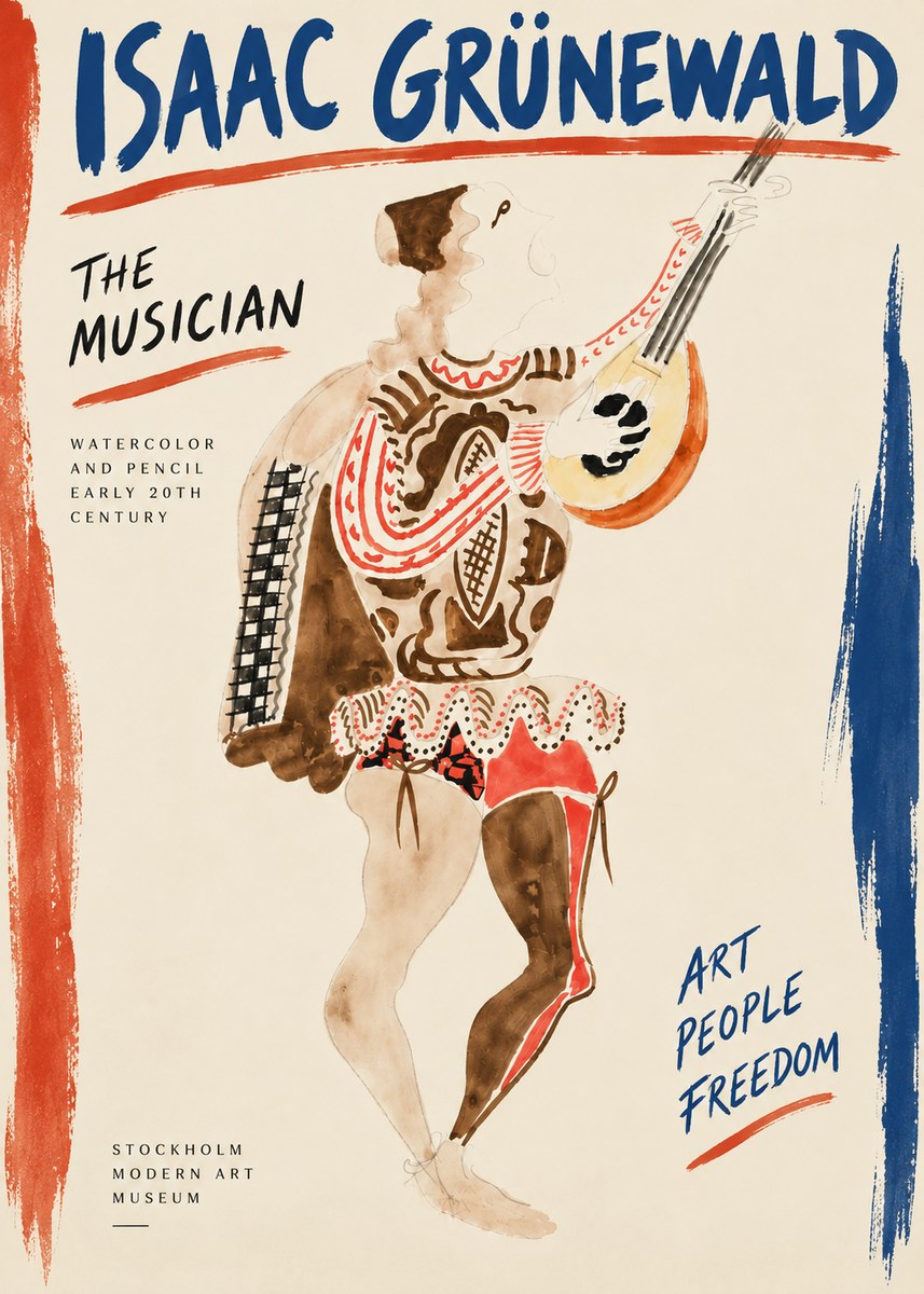 Isaac Grünewald The Lute Player No6 - Affiche