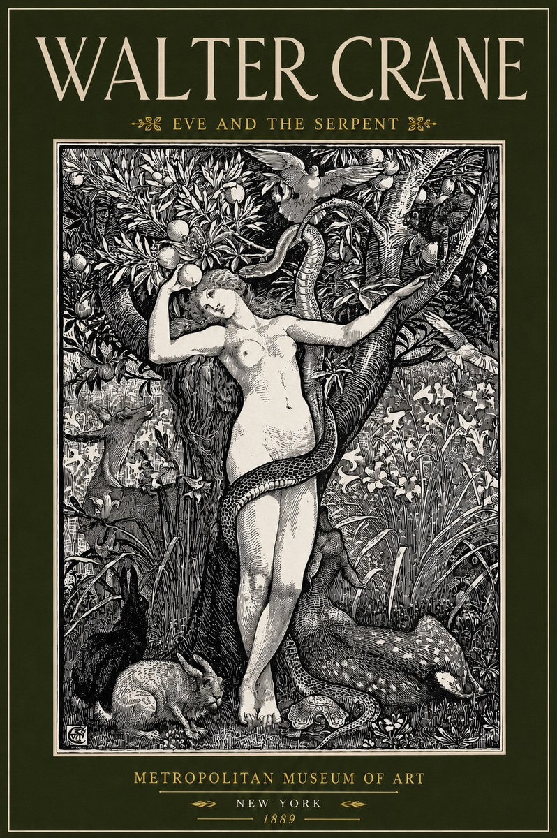 Walter Crane Eve and the Serpent No4 - Affiche