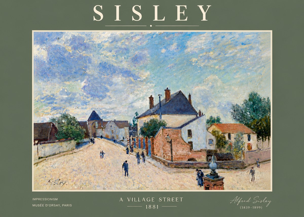 Sisley A Village Street No5 - Affiche