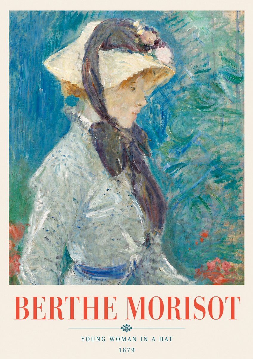 Berthe Morisot Young Woman in a Hat No6 - Affiche