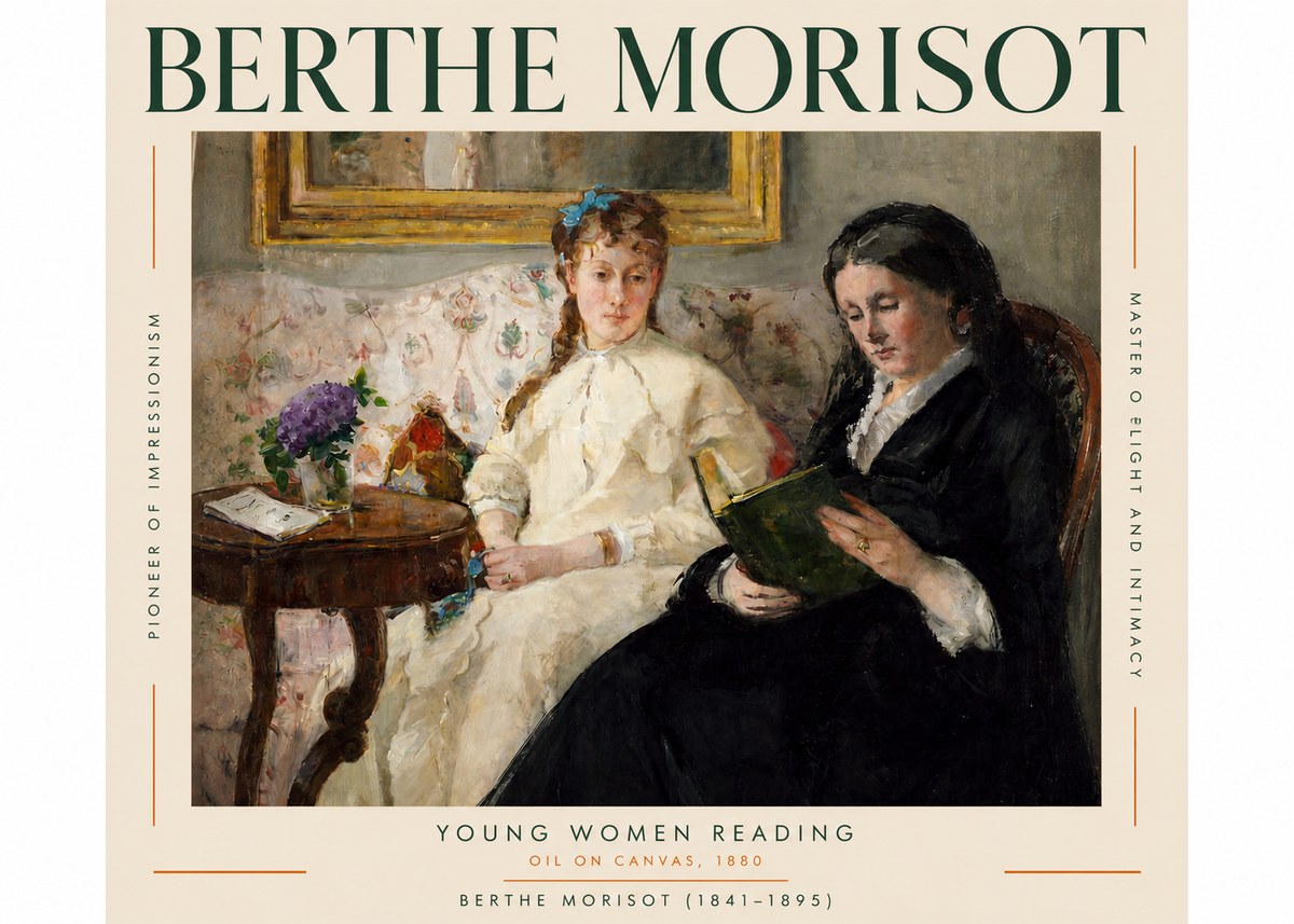 Berthe Morisot Young Women Reading No3 - Affiche
