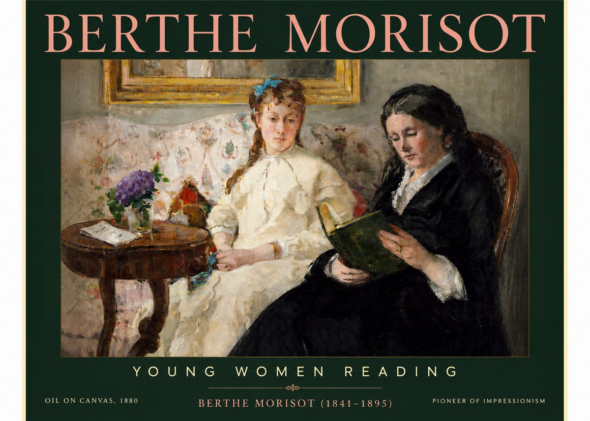 Berthe Morisot Young Women Reading No4 - Affiche