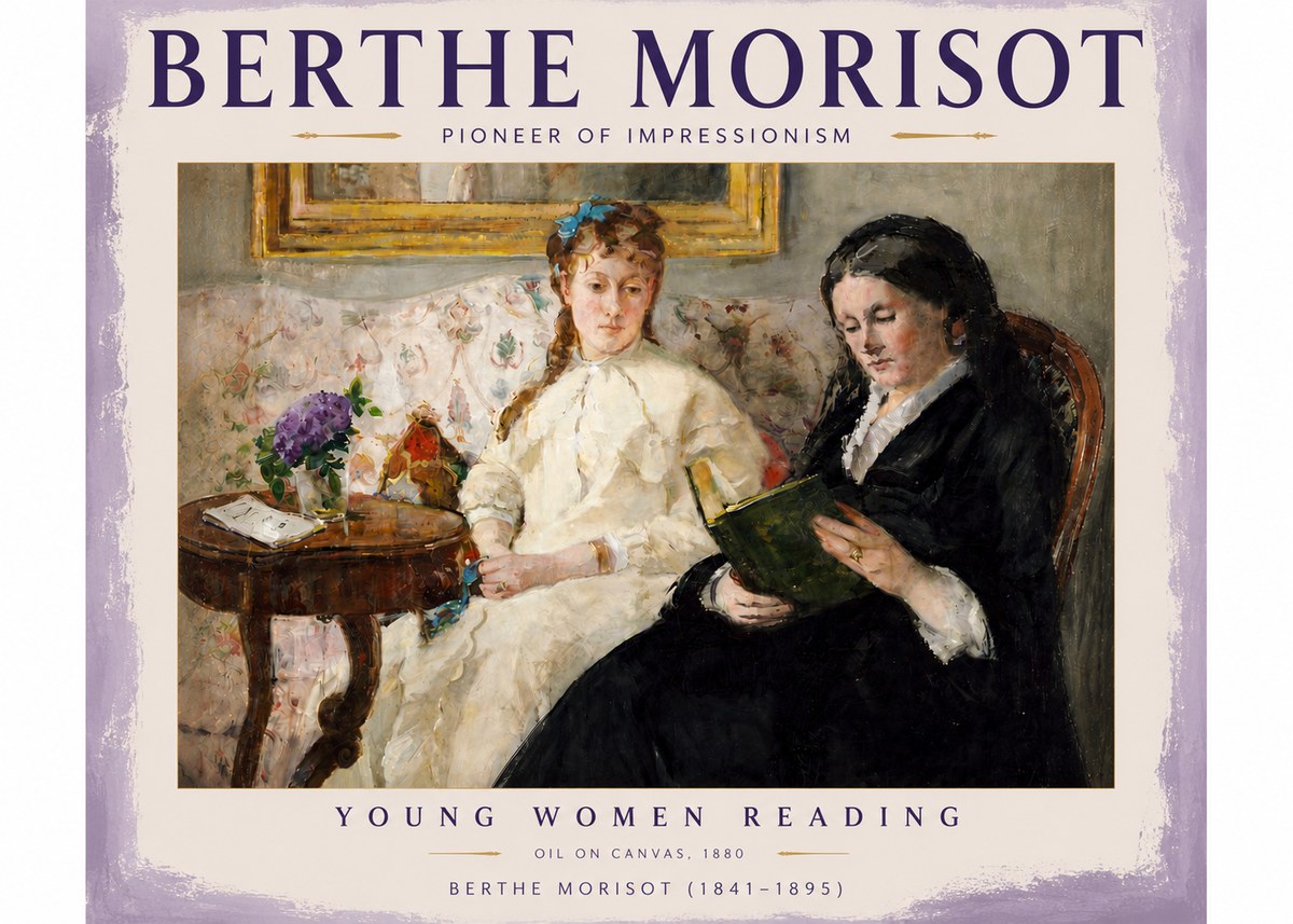Berthe Morisot Young Women Reading No5 - Affiche