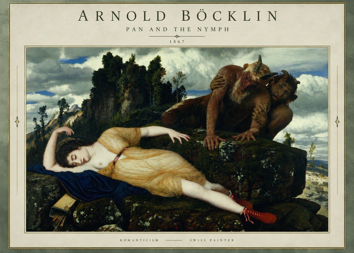 Arnold Böcklin Pan and the Nymph No3 - Affiche