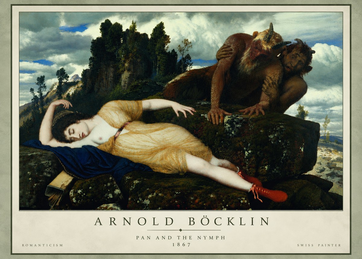 Arnold Böcklin Pan and the Nymph No4 - Affiche