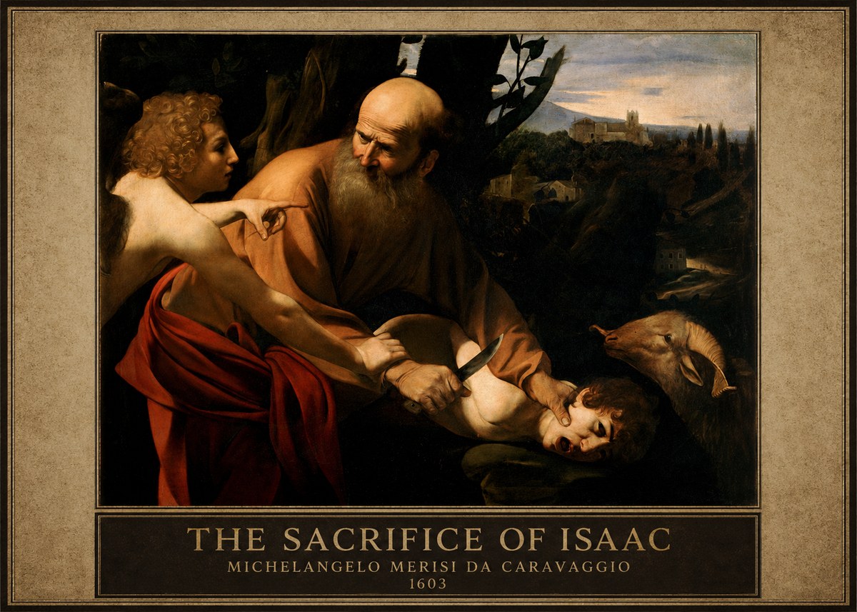 Michelangelo Merisi da Caravaggio The Sacrifice of Isaac I No3 - Affiche