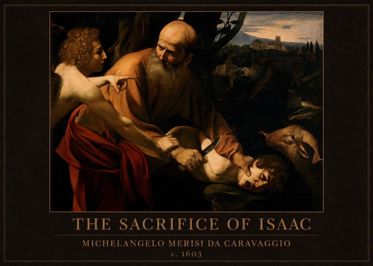 Michelangelo Merisi da Caravaggio The Sacrifice of Isaac I No5 - Affiche