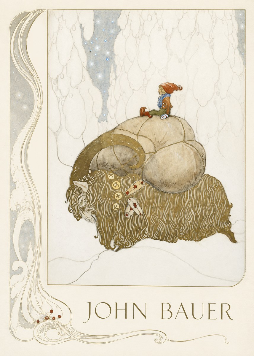 John Bauer The Boy and the Musk Ox No2 - Affiche
