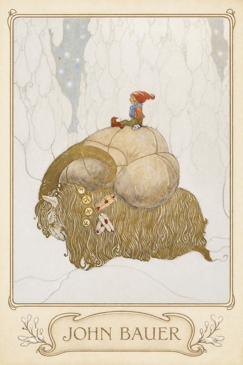 John Bauer The Boy and the Musk Ox No3 - Affiche