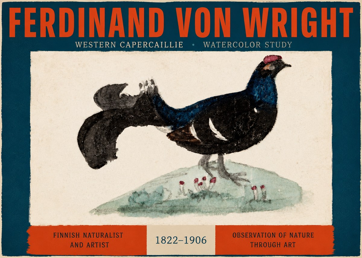 Ferdinand von Wright Western Capercaillie - Watercolor Study No2 - Affiche