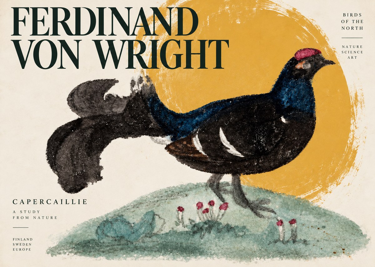 Ferdinand von Wright Western Capercaillie - Watercolor Study No4 - Affiche