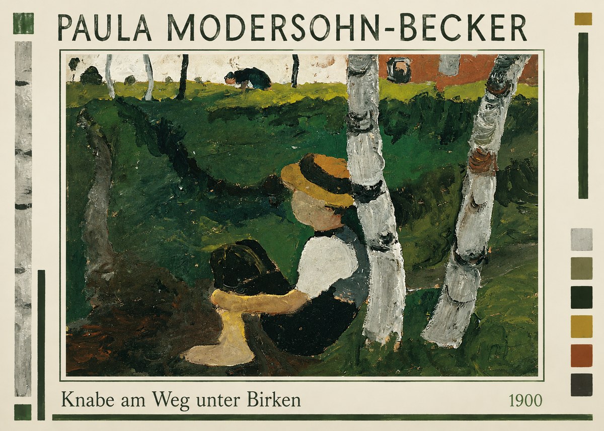 Paula Modersohn-Becker Knabe Am Weg Unter Birken No1 - Affiche