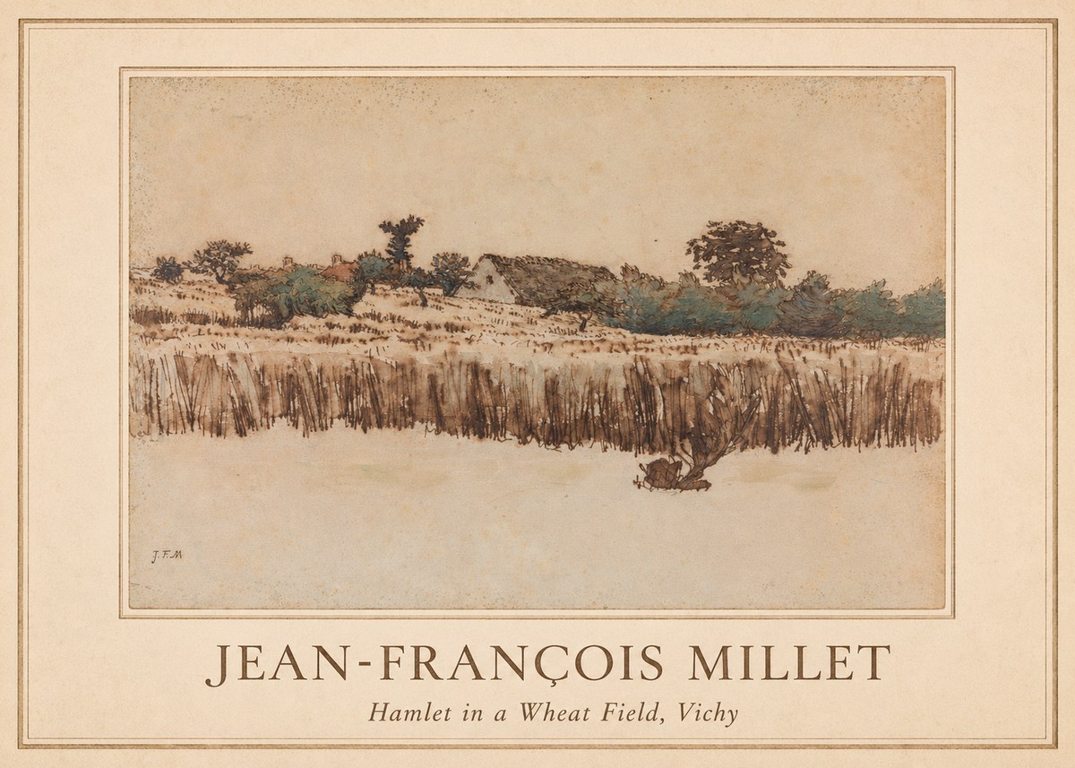 Jean-François Millet Hamlet in a Wheat Field, Vichy No1 - Affiche