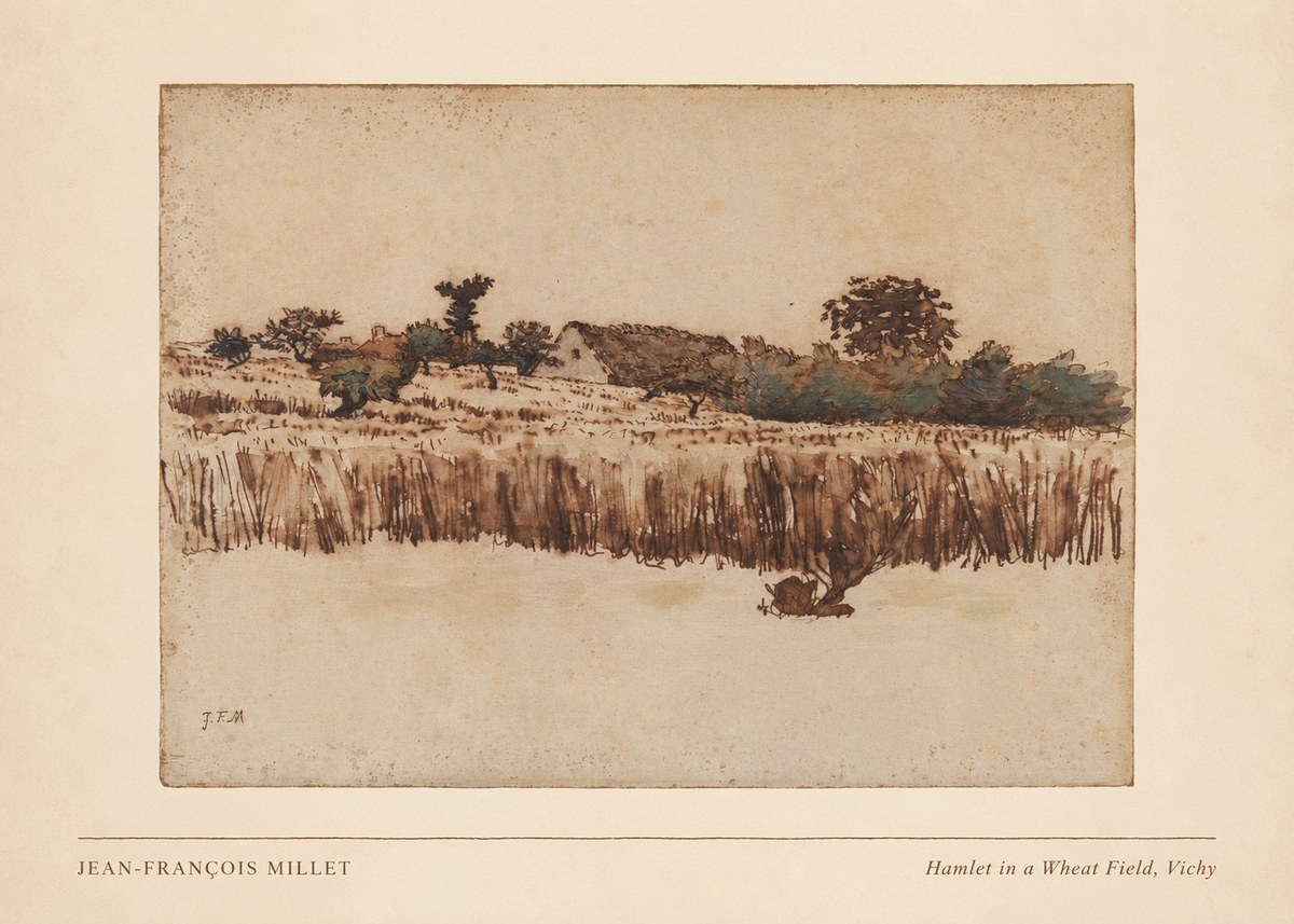 Jean-François Millet Hamlet in a Wheat Field, Vichy No3 - Affiche