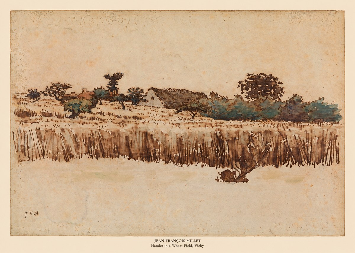 Jean-François Millet Hamlet in a Wheat Field, Vichy No5 - Affiche