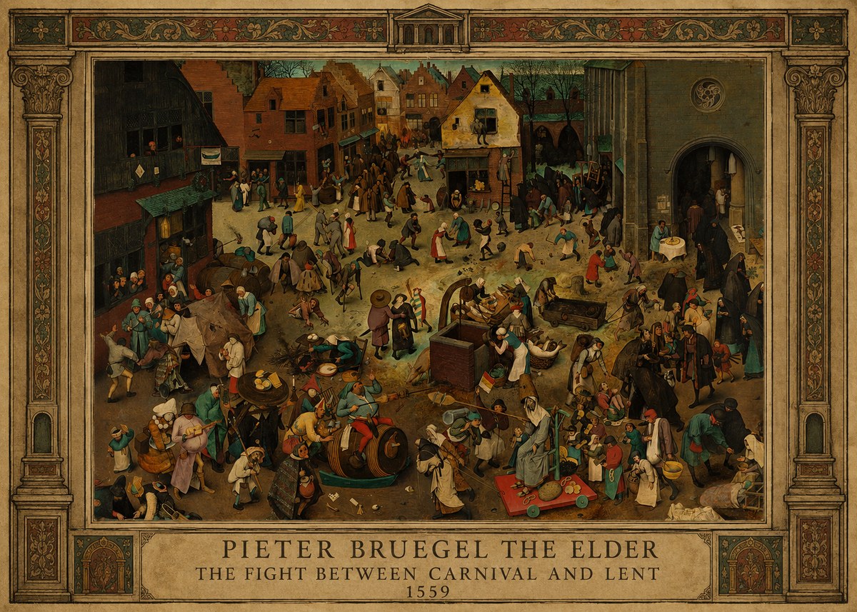 Pieter Bruegel The Fight Between Carnival and Lent II No1 - Affiche