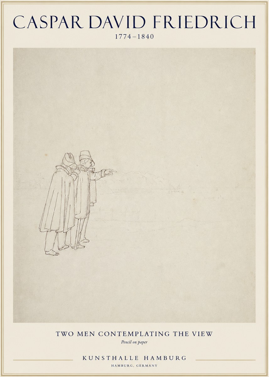 Caspar David Friedrich Two Men Contemplating the View No1 - Affiche