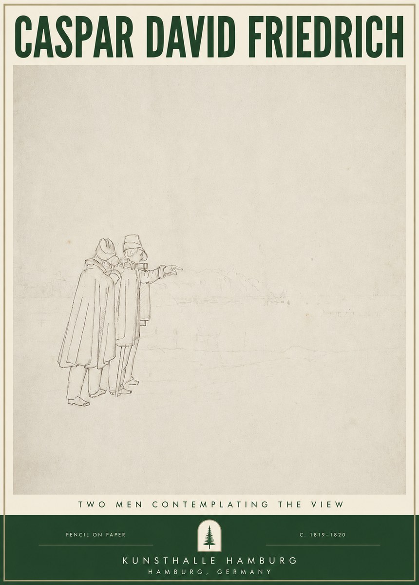 Caspar David Friedrich Two Men Contemplating the View No3 - Affiche