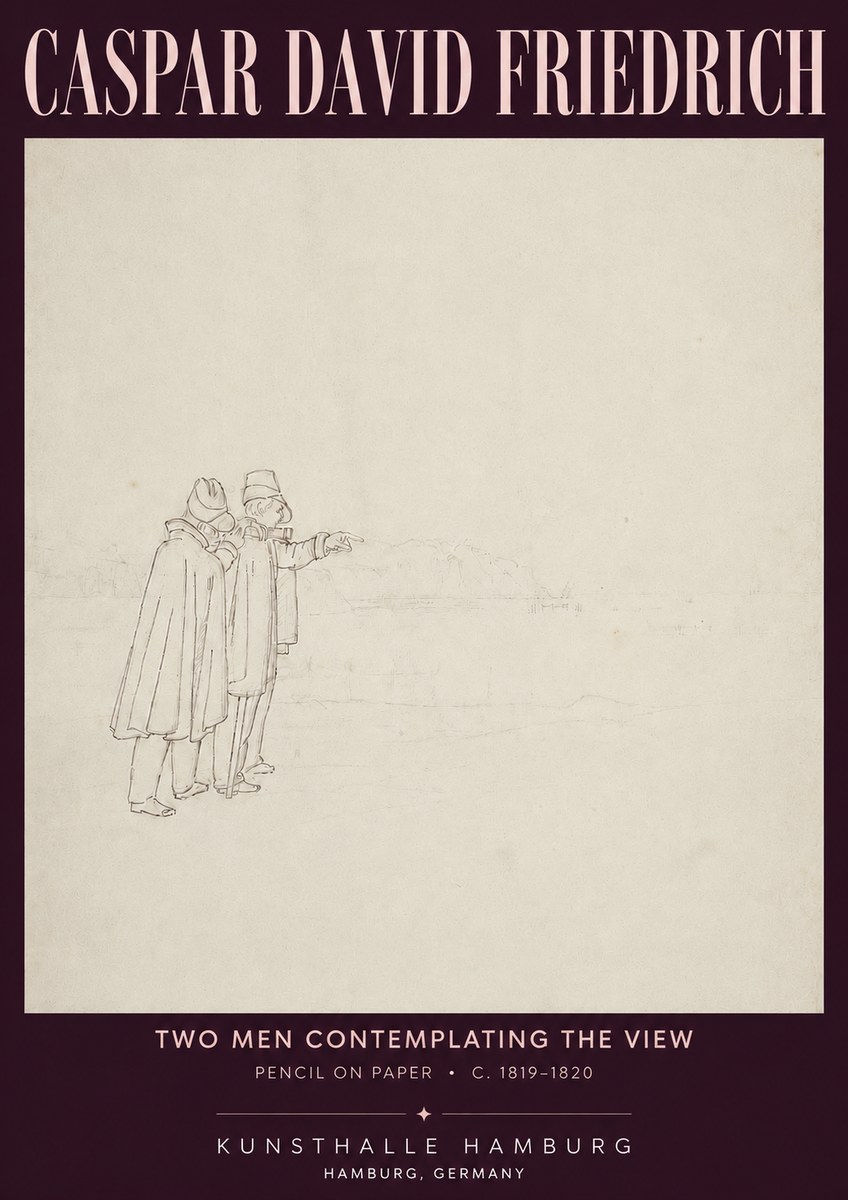 Caspar David Friedrich Two Men Contemplating the View No4 - Affiche