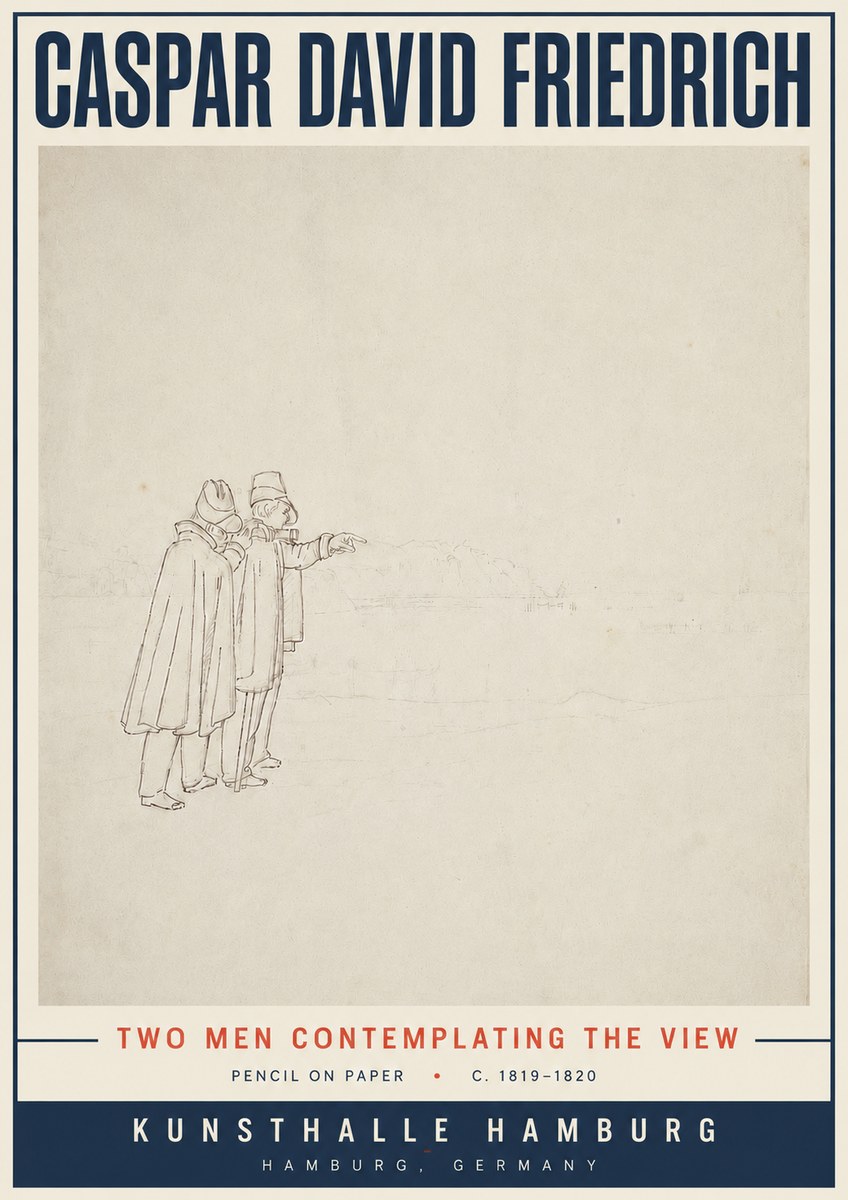Caspar David Friedrich Two Men Contemplating the View No5 - Affiche
