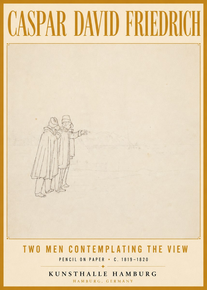 Caspar David Friedrich Two Men Contemplating the View No6 - Affiche